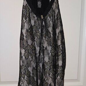 Y2K Rue 21 Black Gold Layered sleeveless blouse party holiday cocktail large